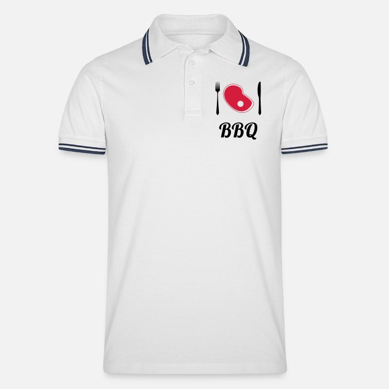 BBQ - Barbecue - Grill - Männer Tipped Poloshirt - Weiß/Navy