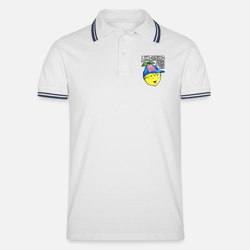 Lemonhead, immer ein frischer Geist - Männer Tipped Poloshirt - Weiß/Navy