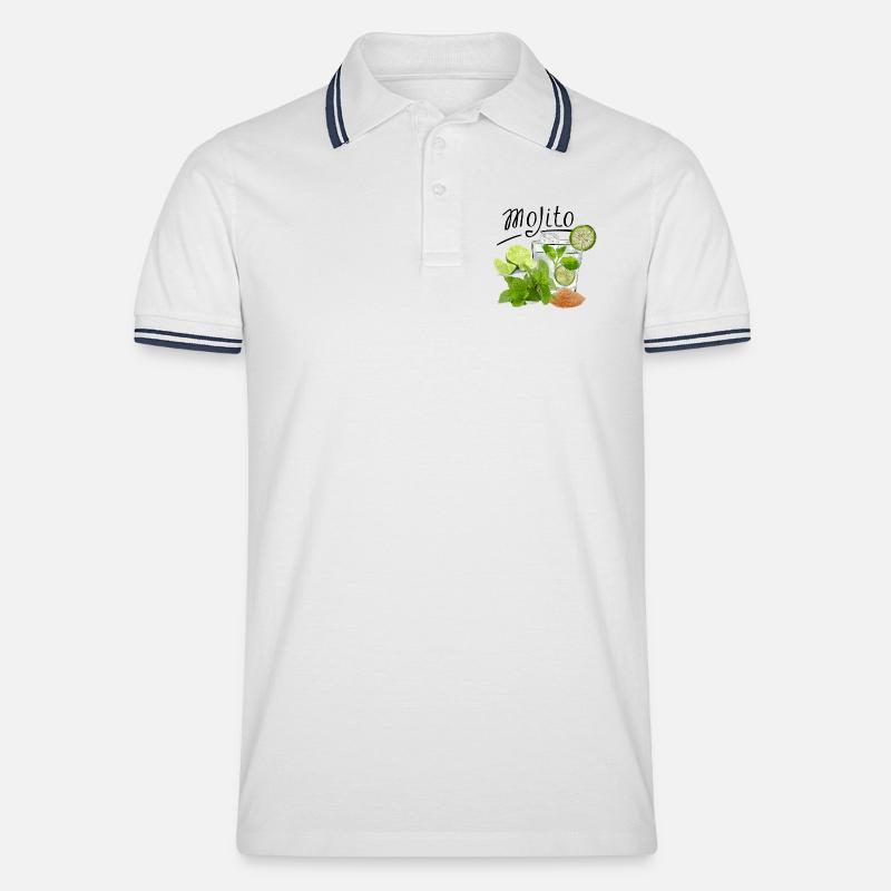 Mojito Drink ART - Männer Tipped Poloshirt - Weiß/Navy