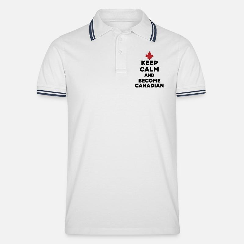 Keep Calm Werde Kanadier - Männer Tipped Poloshirt - Weiß/Navy
