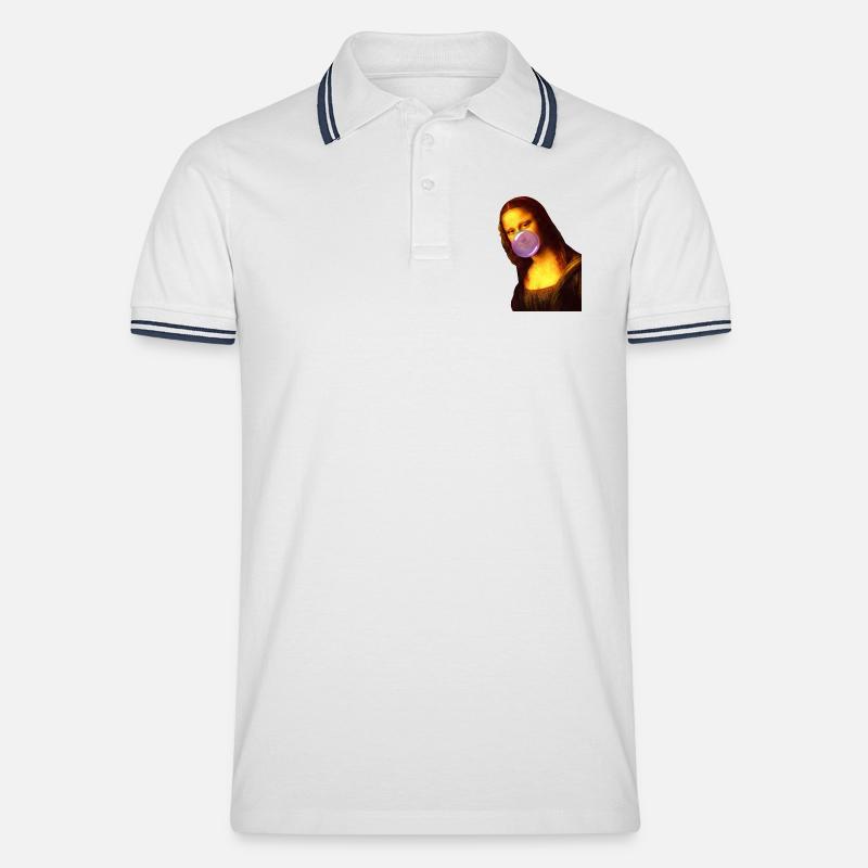 Mona Lisa Kaugummi Bubble - Männer Tipped Poloshirt - Weiß/Navy