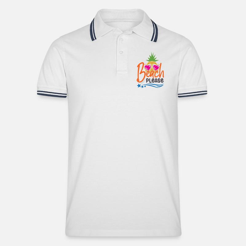 Strand bitte - Männer Tipped Poloshirt - Weiß/Navy