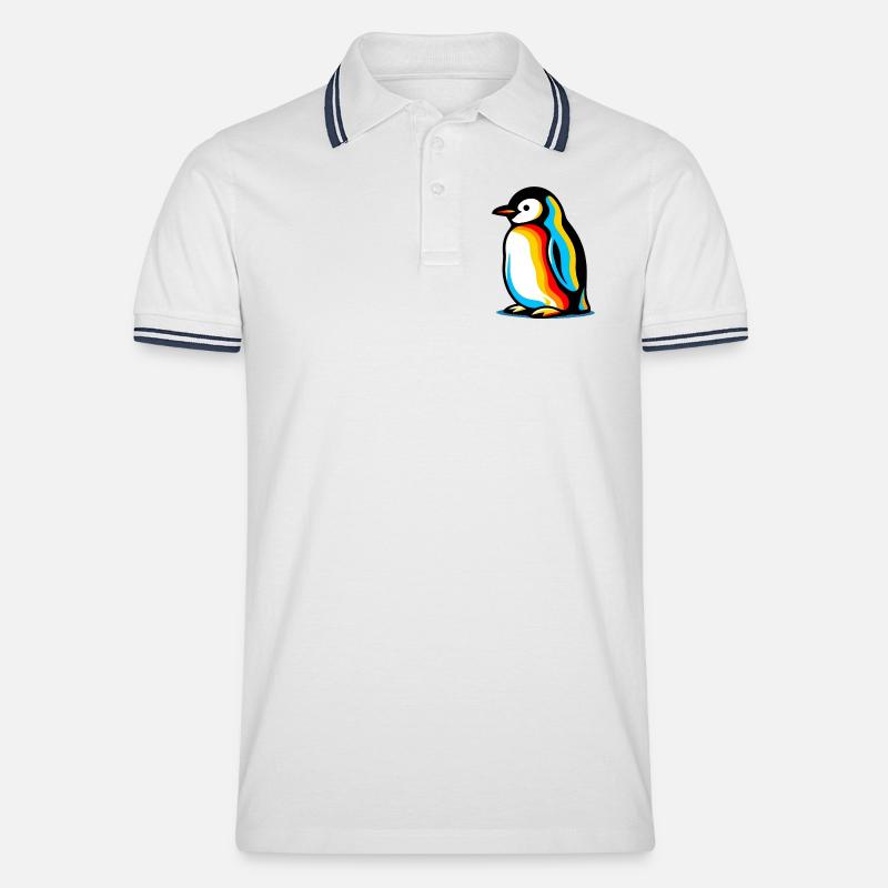 Pinguin - Männer Tipped Poloshirt - Weiß/Navy