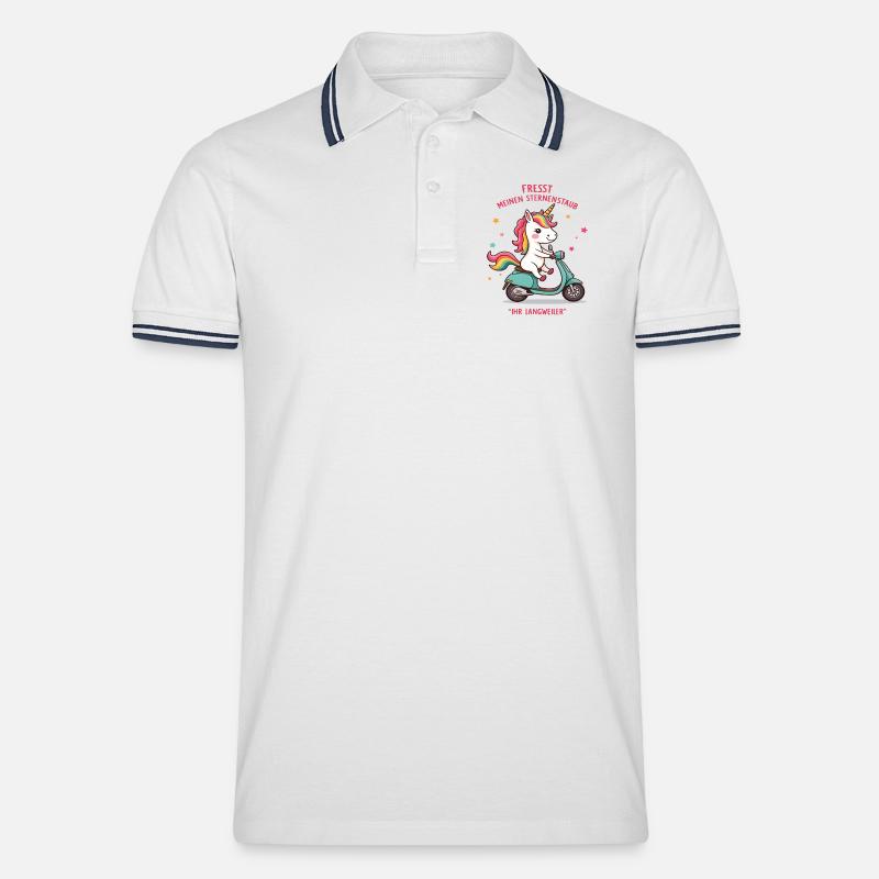 Roller-Einhorn - Männer Tipped Poloshirt - Weiß/Navy