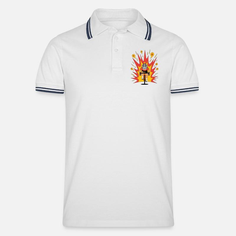 Angriffsmodus Radfahrer Krone Karikatur - Männer Tipped Poloshirt - Weiß/Navy