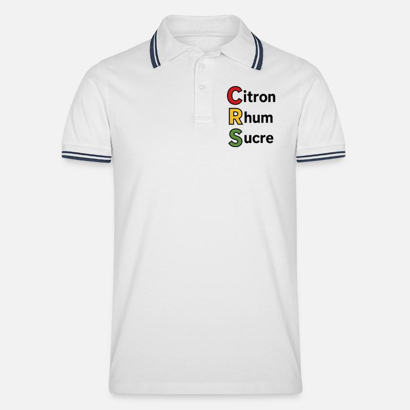 Zitrone, Rum, Zucker - Männer Tipped Poloshirt - Weiß/Navy