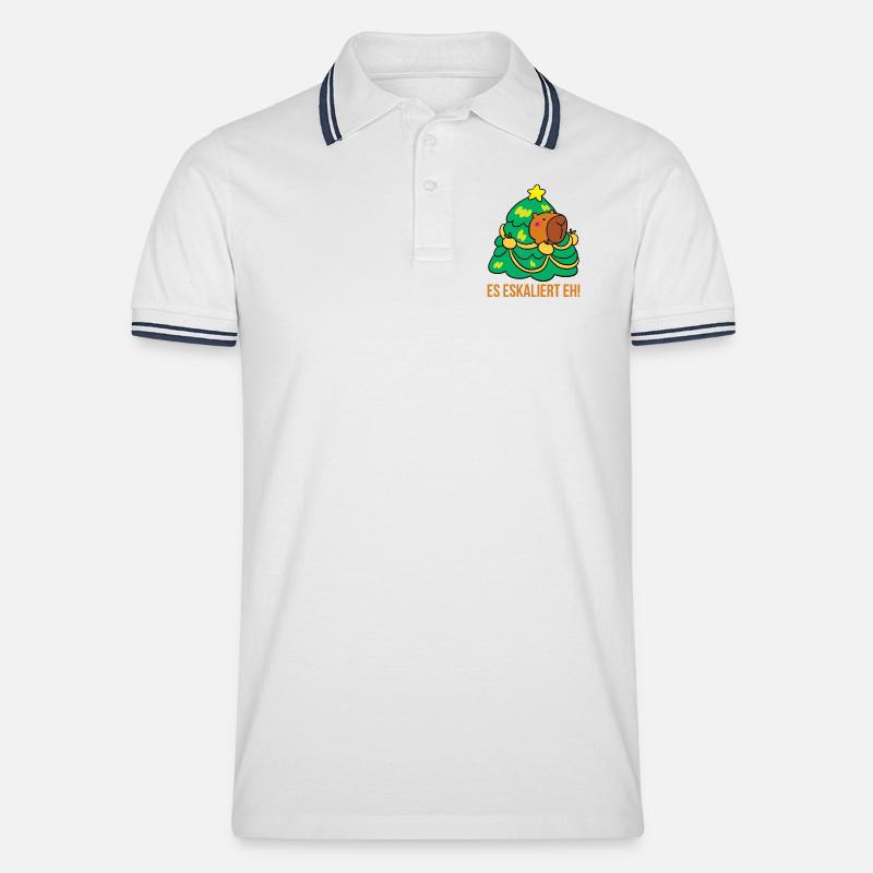 Es eskaliert eh! - Männer Tipped Poloshirt - Weiß/Navy