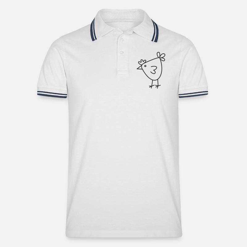 Dessin animé Joyeuse Poule - Polo tipped Homme - blanc/marine