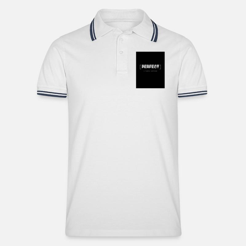 Perfekt Glitch Typografie - Männer Tipped Poloshirt - Weiß/Navy