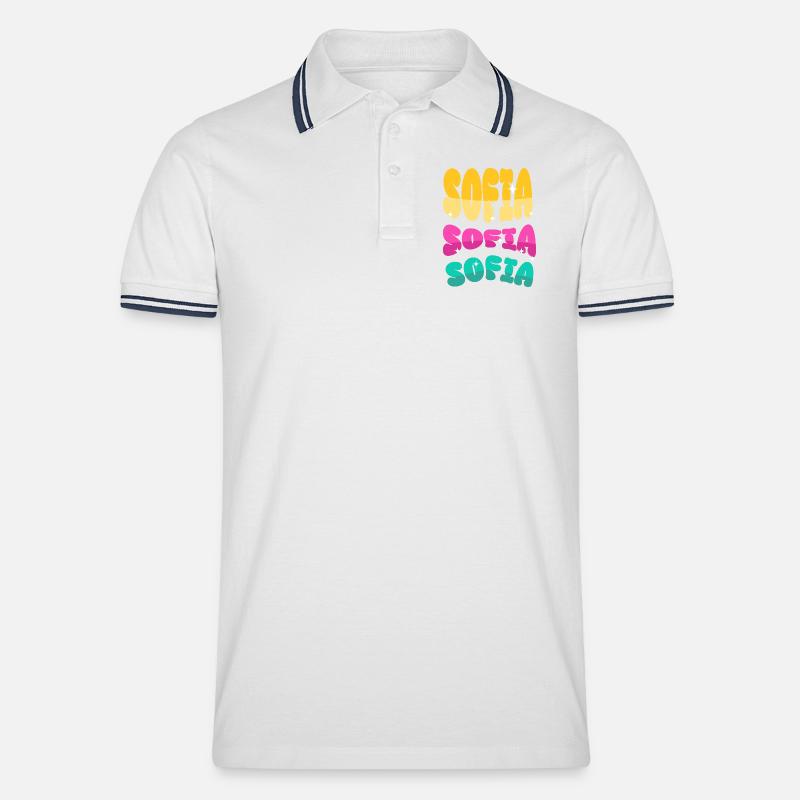 Sofia Name  - Männer Tipped Poloshirt - Weiß/Navy