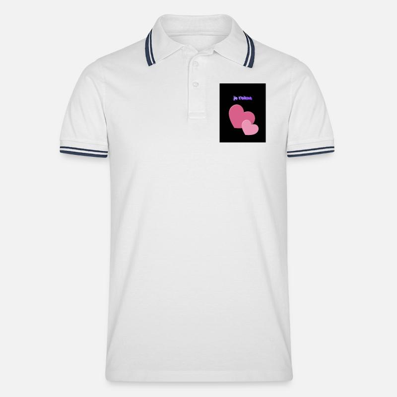 Ich liebe dich - Männer Tipped Poloshirt - Weiß/Navy