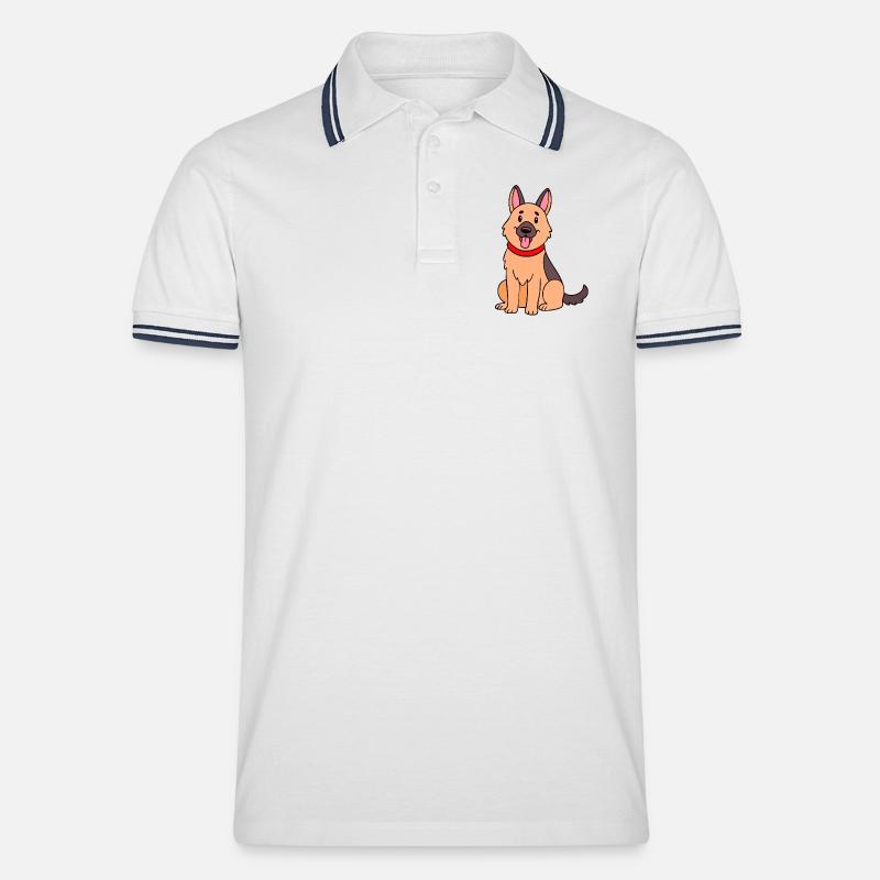 Niedlicher Schäferhund (Comic) - Männer Tipped Poloshirt - Weiß/Navy