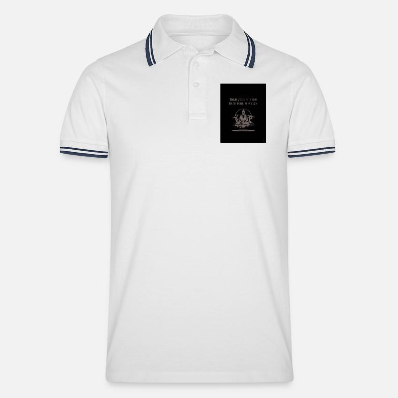 Black_and_Grey_Illustrative_Ninja_T-Hemd - Männer Tipped Poloshirt - Weiß/Navy
