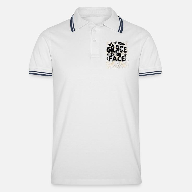 OneLine Gold Stars Glitzereffekt - Männer Tipped Poloshirt - Weiß/Navy