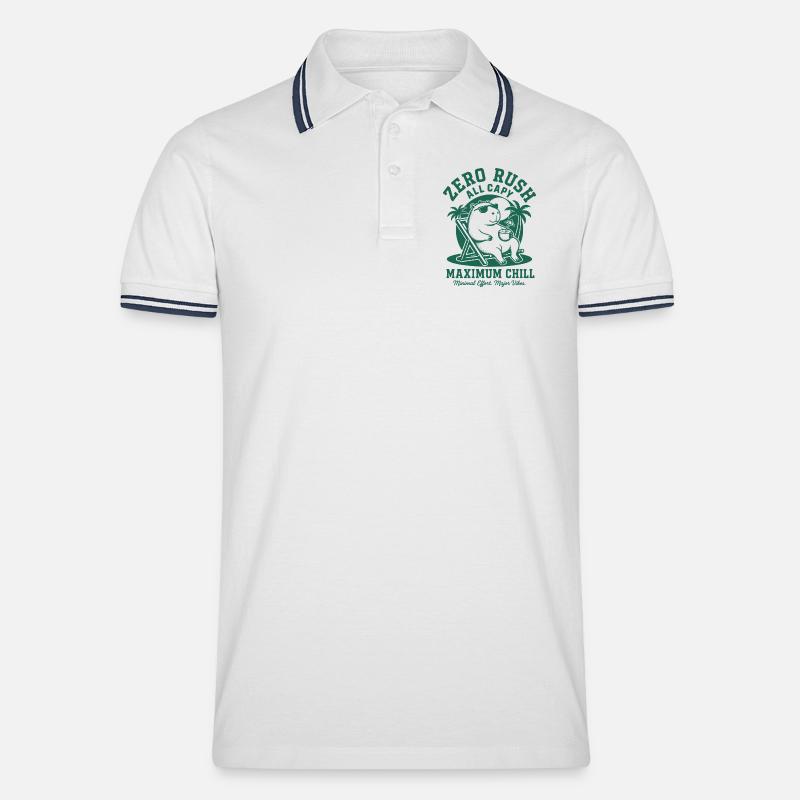 Zero Rush Capybara Chill - Men's Tipped Polo Shirt - white/navy