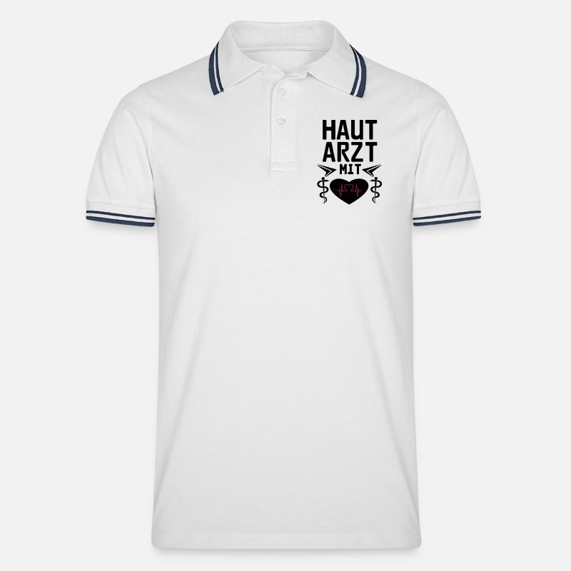 Hautarzt mit Herz Geschenk - Männer Tipped Poloshirt - Weiß/Navy