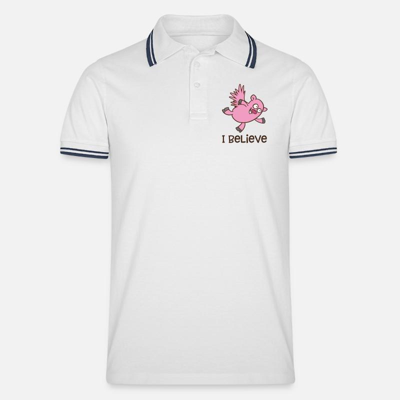 fliegendes Schwein - Männer Tipped Poloshirt - Weiß/Navy