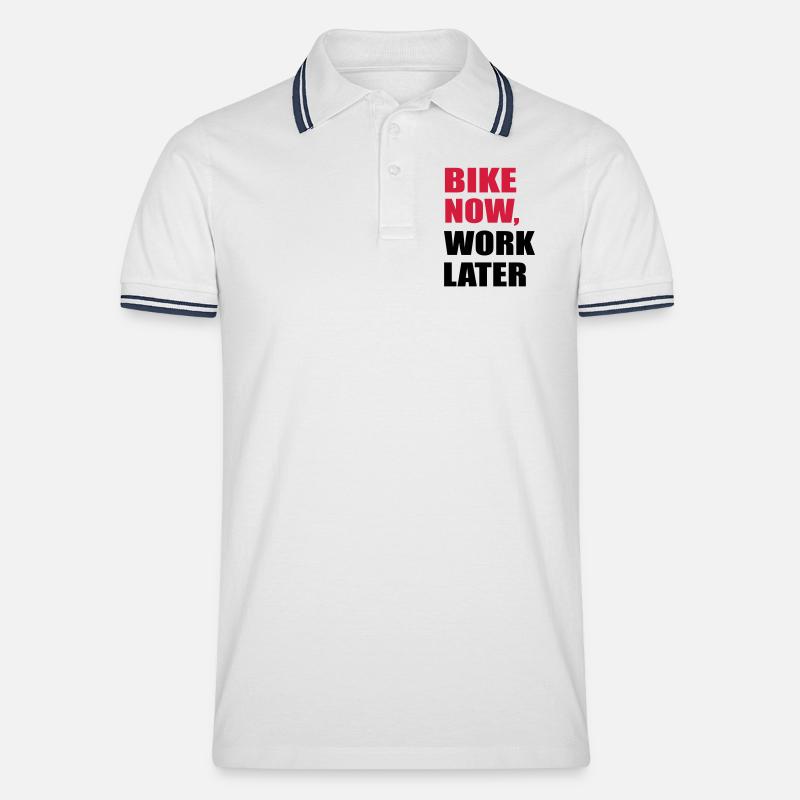 Motorrad - Männer Tipped Poloshirt - Weiß/Navy