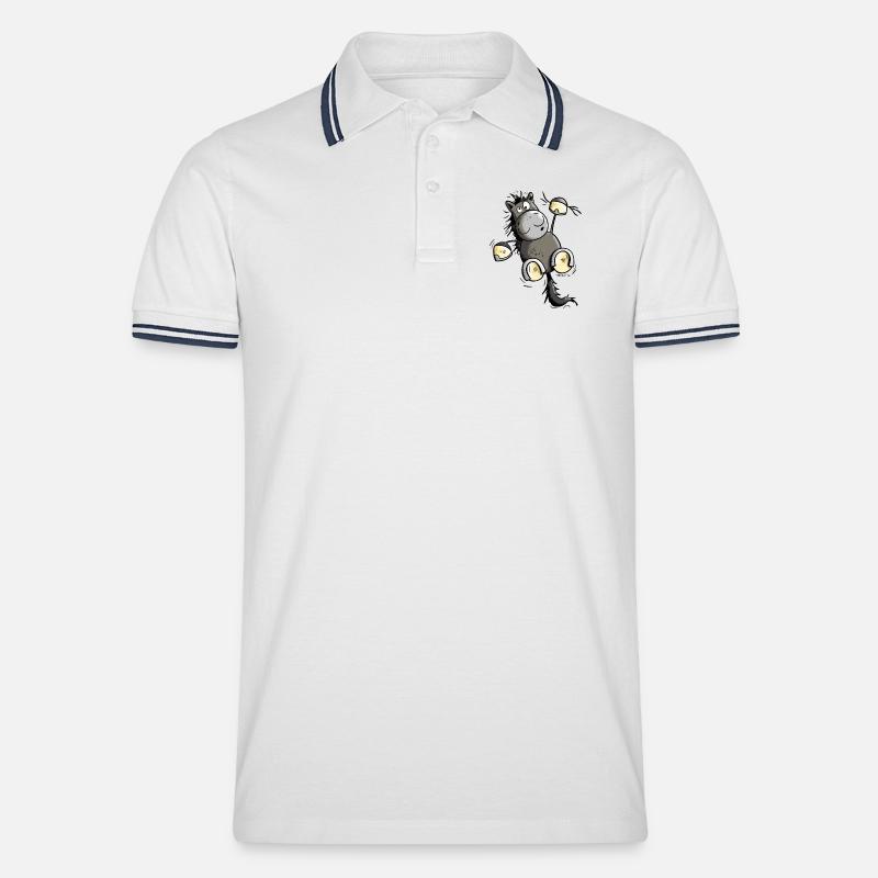 Rappe Pferd hängt ab - Männer Tipped Poloshirt - Weiß/Navy