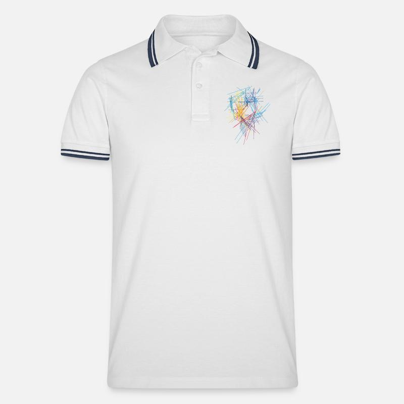 Farben Striche Design - Männer Tipped Poloshirt - Weiß/Navy