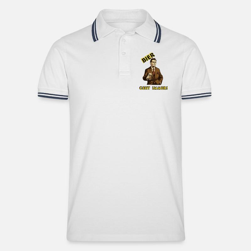 Bier - geht immer! - Männer Tipped Poloshirt - Weiß/Navy