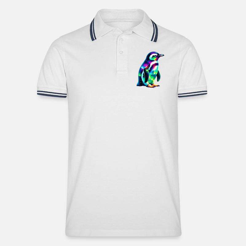 Pinguin - Männer Tipped Poloshirt - Weiß/Navy