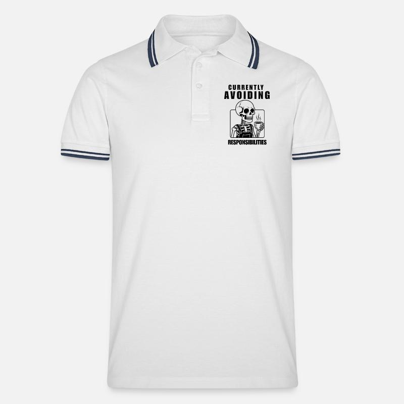 Currently Avoiding Responsibilities Skeleton - Männer Tipped Poloshirt - Weiß/Navy