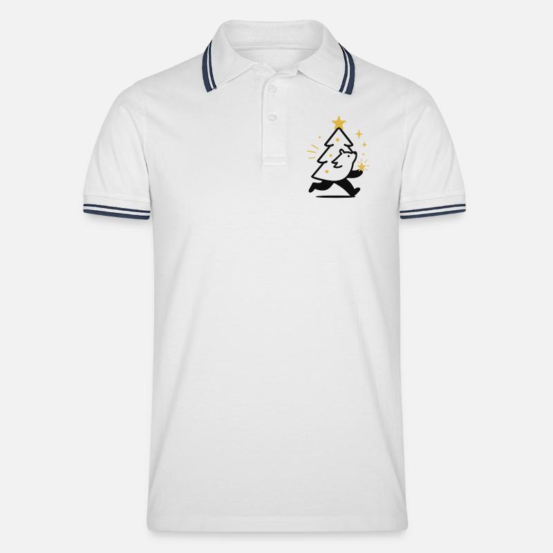 Lupo di Natale e albero delle stelle - Polo per uomo - bianco/navy
