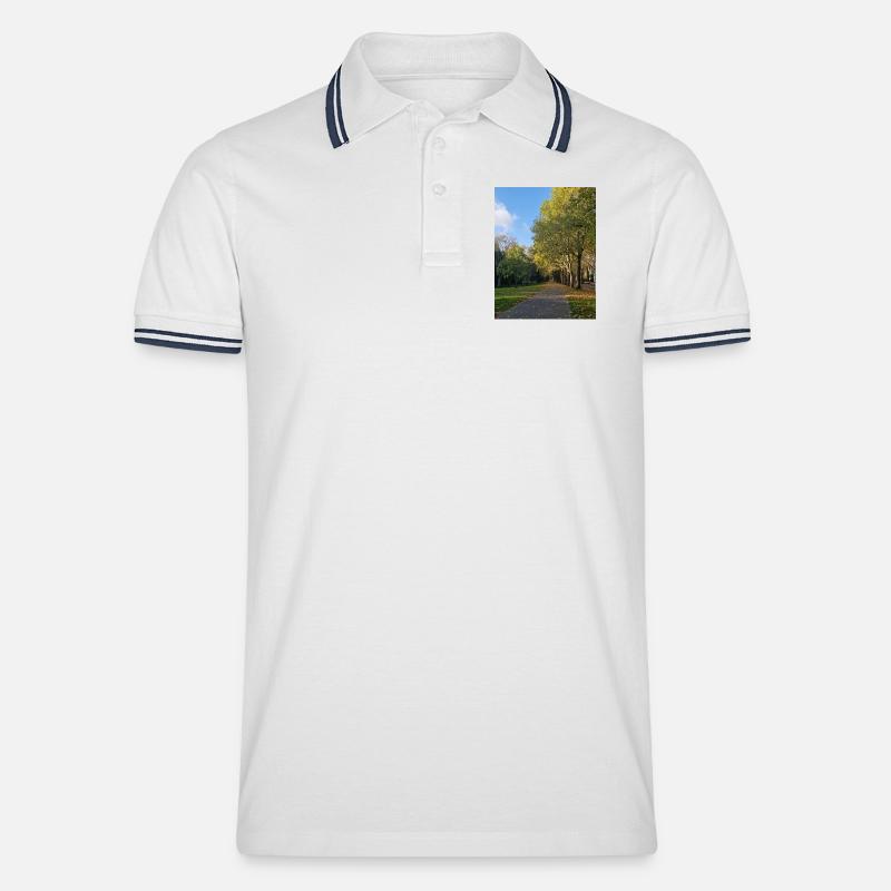 Herbstpfad durch Lauballee - Männer Tipped Poloshirt - Weiß/Navy
