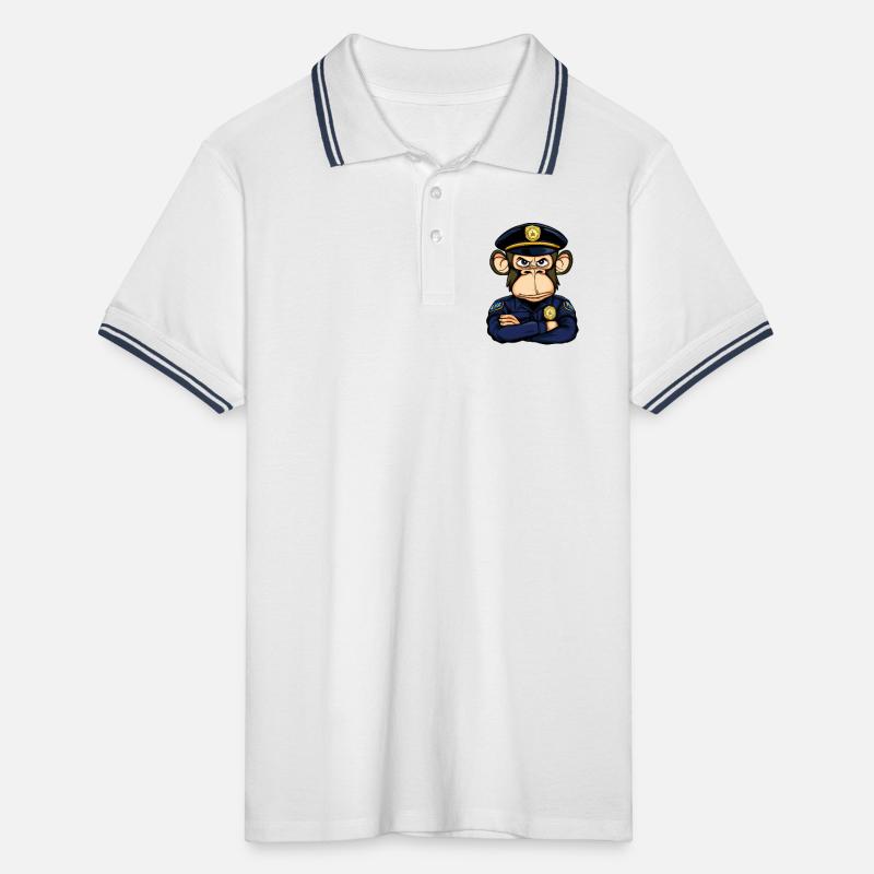 Polizei Affe Männer Tipped Poloshirt