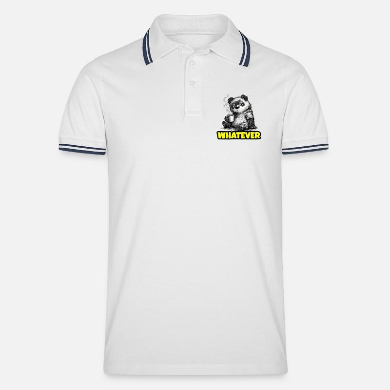 Whatever – Grumpy Bear Coffee (Sketch) - Männer Tipped Poloshirt - Weiß/Navy