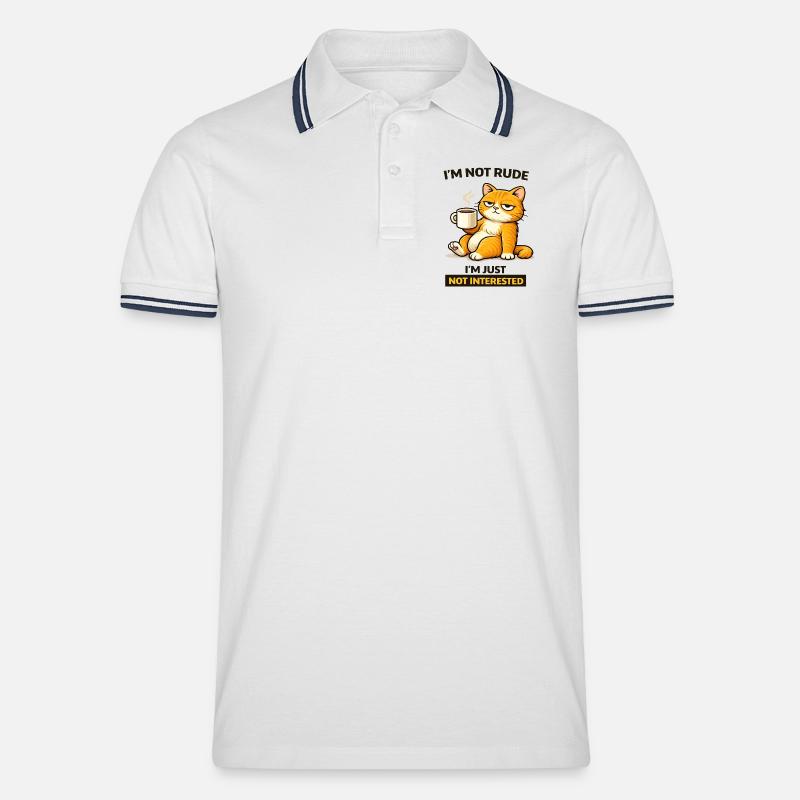 Mürrische Katzenkaffee-Einstellung - Männer Tipped Poloshirt - Weiß/Navy