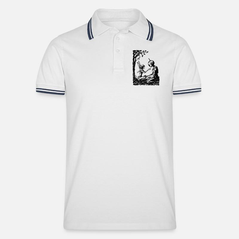Fee repariert einen Roboter - Männer Tipped Poloshirt - Weiß/Navy