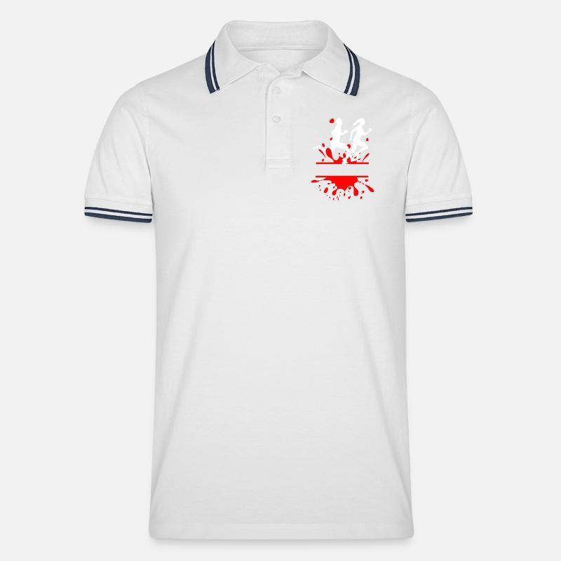Mud Run Duo – Individuelles Splash-Design - Männer Tipped Poloshirt - Weiß/Navy