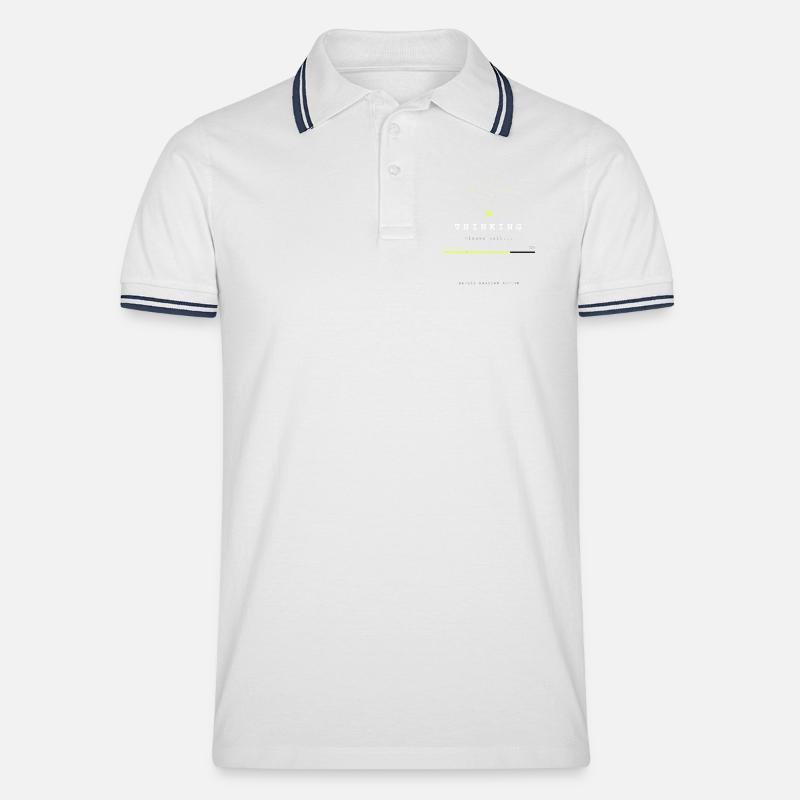 BRAIN.EXE IS LOADING - Men's Tipped Polo Shirt - white/navy