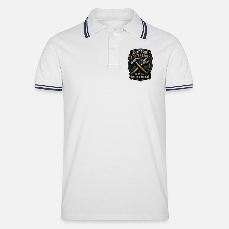 Echte Arbeit. Echter Stolz. - Männer Tipped Poloshirt - Weiß/Navy