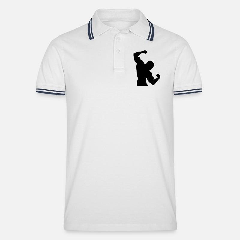 Bodybuilding - Männer Tipped Poloshirt - Weiß/Navy