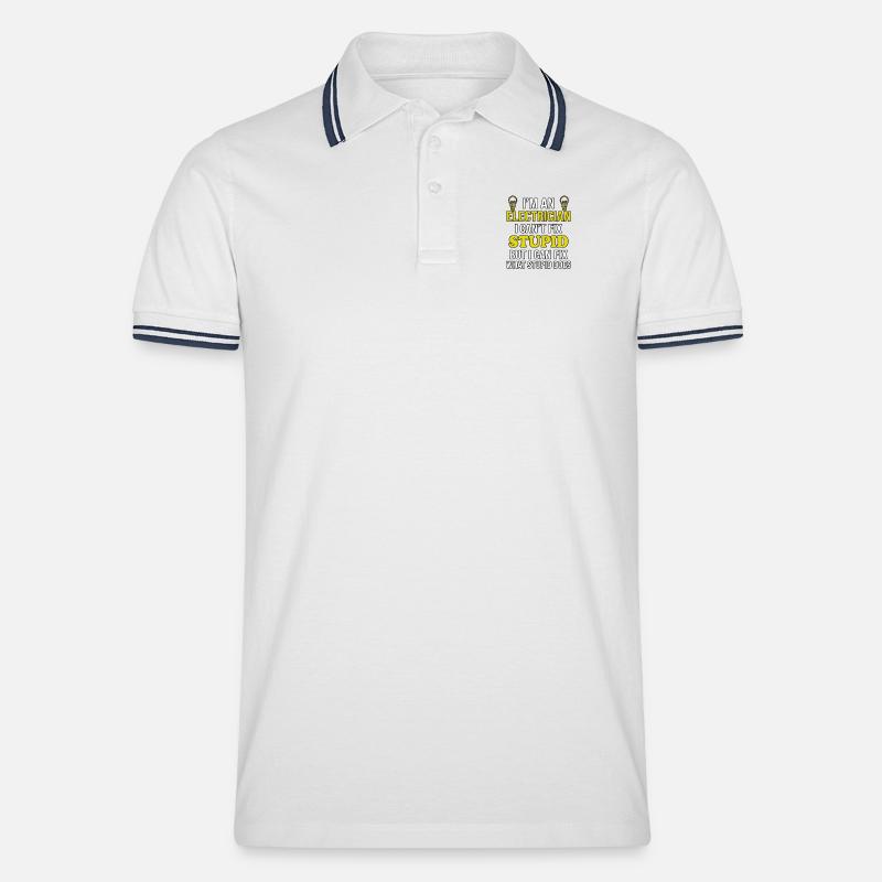 Elektriker Cant Fix Dumm - Männer Tipped Poloshirt - Weiß/Navy