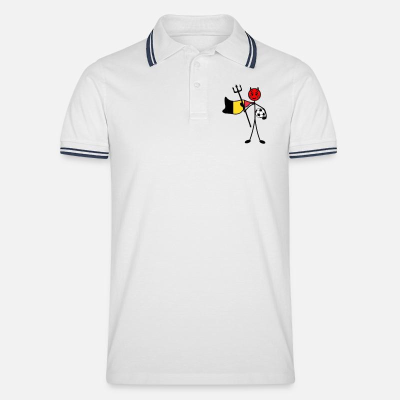 Roter Teufel Held - Männer Tipped Poloshirt - Weiß/Navy