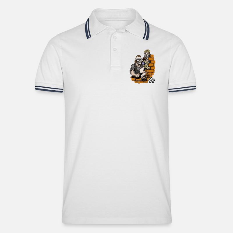 Bricklayer, master mason, craftsman, construction technician - Men's Tipped Polo Shirt - white/navy