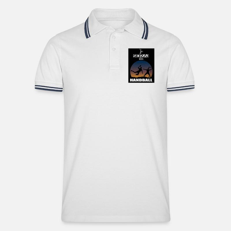 Ich werde bei Handball sein - Männer Tipped Poloshirt - Weiß/Navy