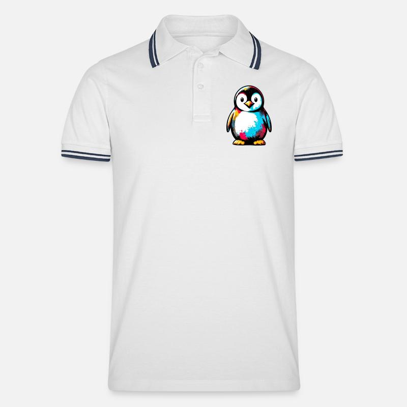 Pinguin - Männer Tipped Poloshirt - Weiß/Navy