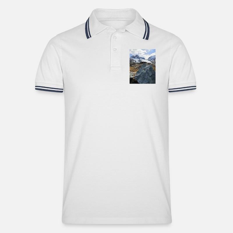 Gletscher des Heiligen Solin d'Arves - Männer Tipped Poloshirt - Weiß/Navy
