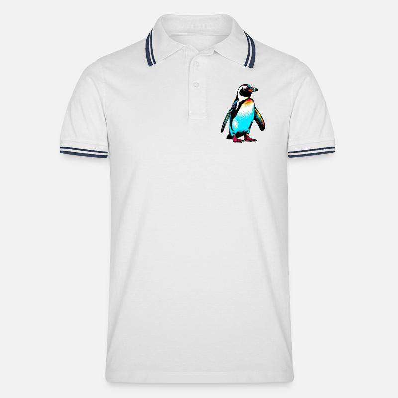 Pinguin - Männer Tipped Poloshirt - Weiß/Navy