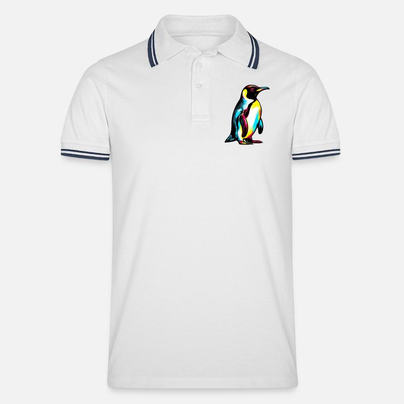 Pinguin - Männer Tipped Poloshirt - Weiß/Navy