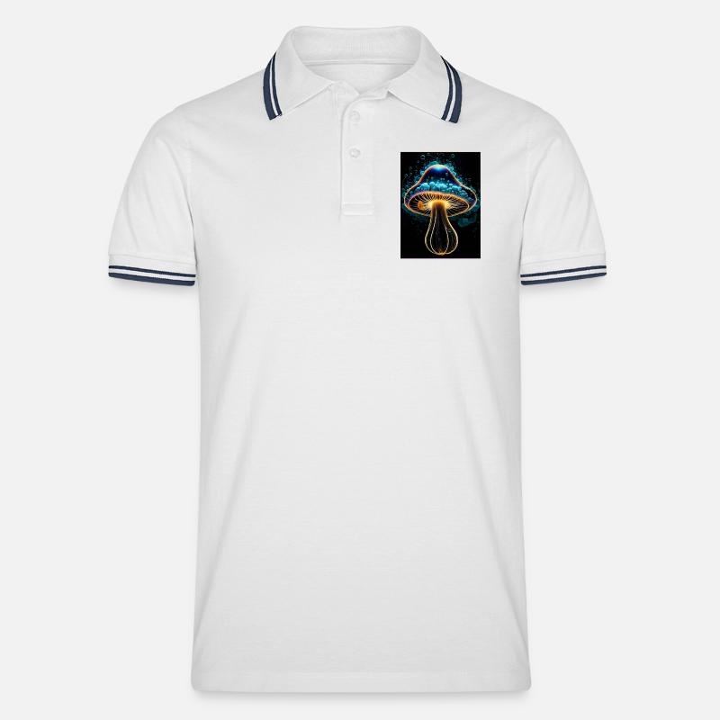 Leuchtender Pilz - Männer Tipped Poloshirt - Weiß/Navy