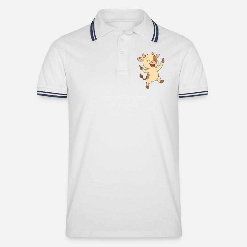 Glückliches Kälbchen - Männer Tipped Poloshirt - Weiß/Navy
