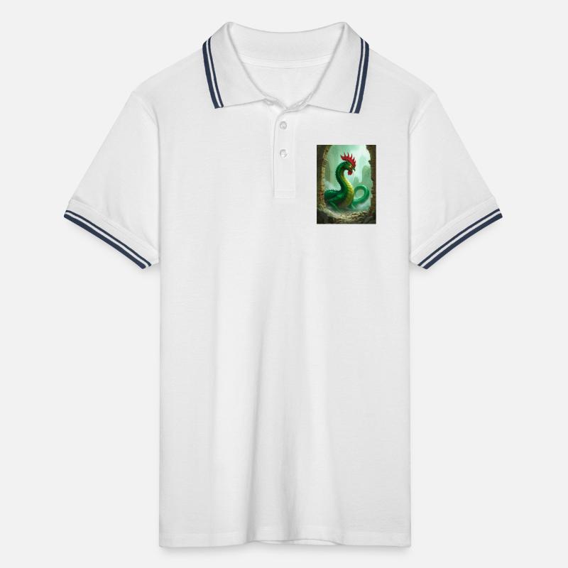Basilisk with rooster head and deadly petrifying Men's Tipped Polo Shirt