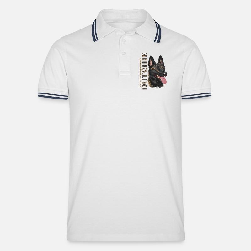 Dutchie - Holländischer Schäferhund - Männer Tipped Poloshirt - Weiß/Navy