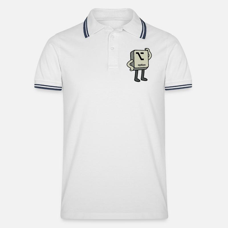 Option-Button - Männer Tipped Poloshirt - Weiß/Navy